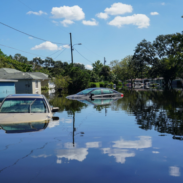 Photo, cars submerged by hurricane flood waters