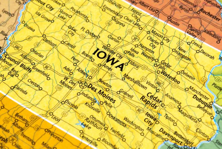 Map of Iowa where premiums are higher due to policy decisions