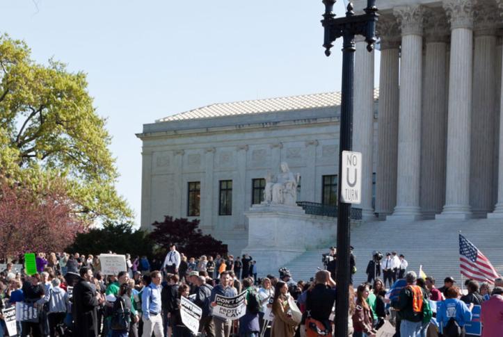 protestors in front of supreme court