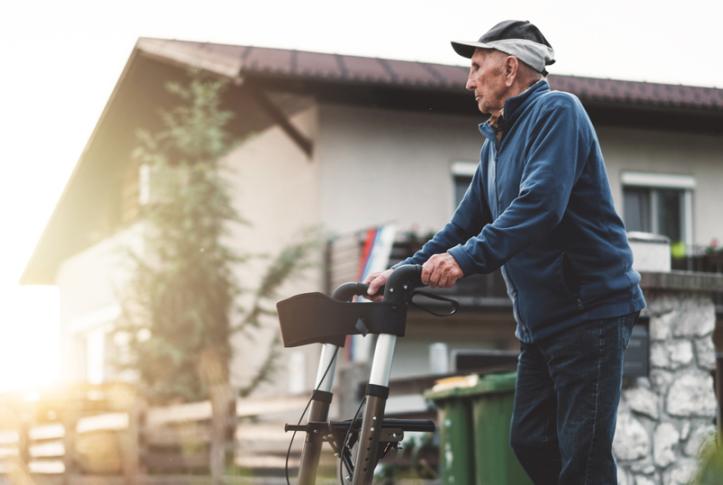 Senior on Medicare Advantage with walker