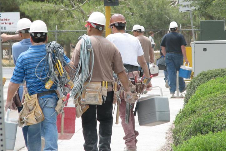 Union workers heading home for the day