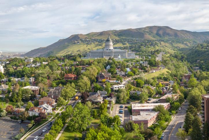 Aerial view of Salt Lake City Utah