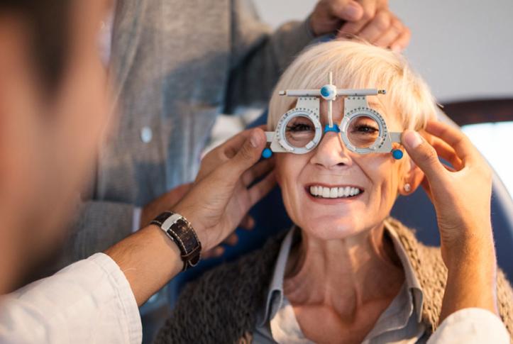 senior getting eye exam